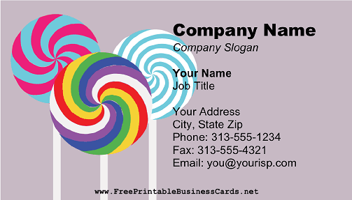 Lollipops business card