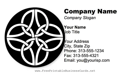 Celtic Pattern Black And White business card