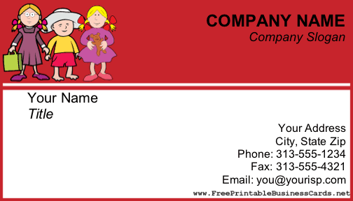 Child Care business card