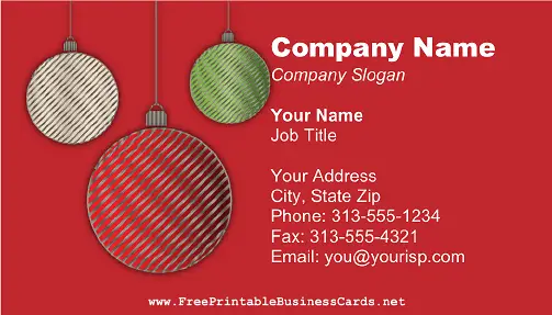 Christmas Ornaments Rec business card