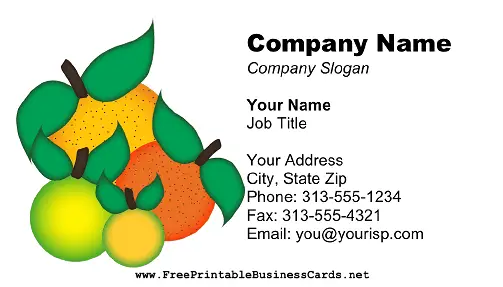 Citrus Fruits business card