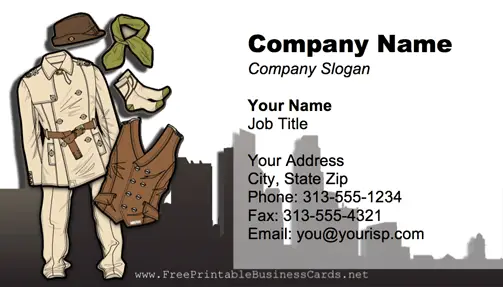 City Clothes business card