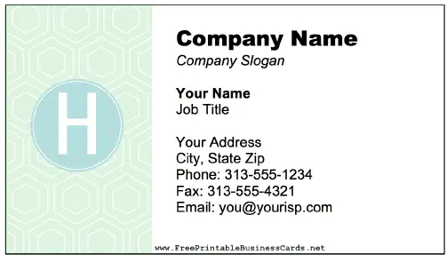 Colorful H Monogram business card