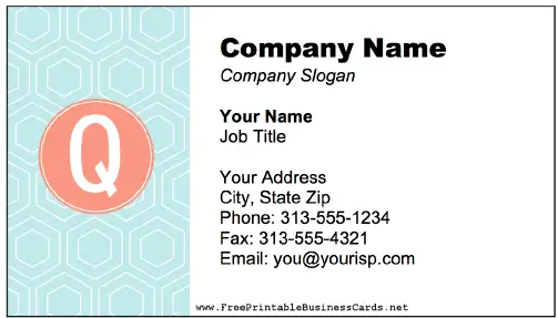 Colorful Q Monogram business card