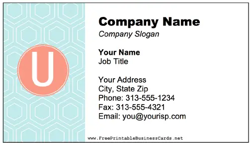 Colorful U Monogram business card