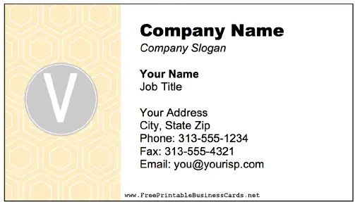 Colorful V Monogram business card