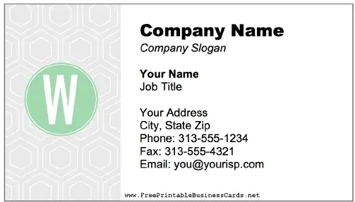 Colorful W Monogram business card