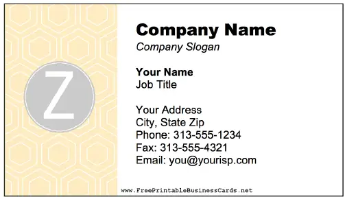 Colorful Z Monogram business card