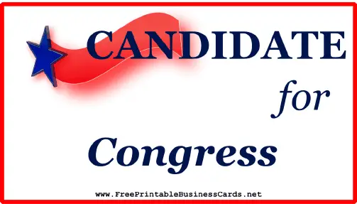 Congress Sign business card