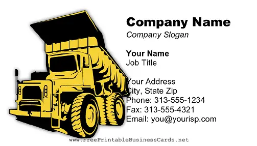 Dump Truck Light business card