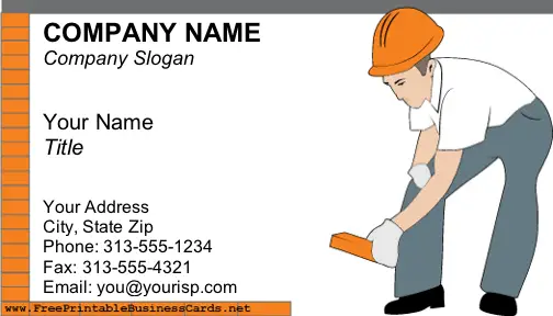 Contractor business card