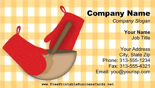 Personal Chef Yellow Plaid business card