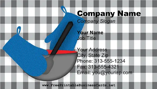 Personal Chef Blue Plaid business card