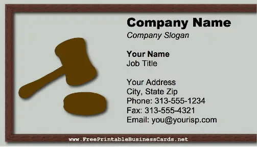 Courtroom Gavel business card