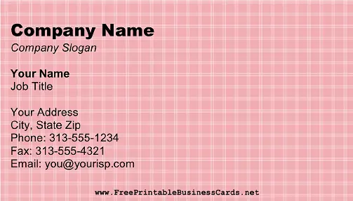 Crafty Pink Plaid business card