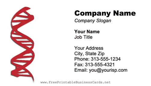 DNA Strand Red business card