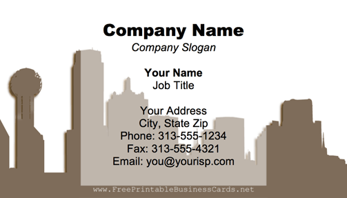 Dallas Skyline business card