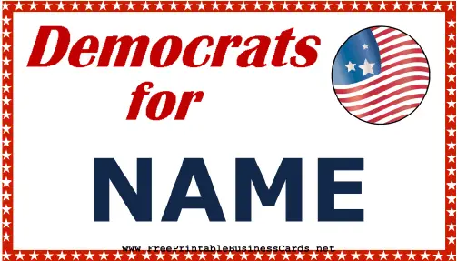 Democrats Support Sign business card