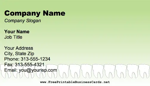 Dentist Teeth business card