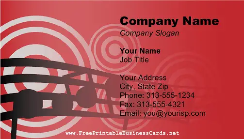 DJ Music Notes Red business card