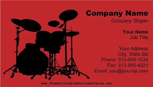 Drum Set Red business card