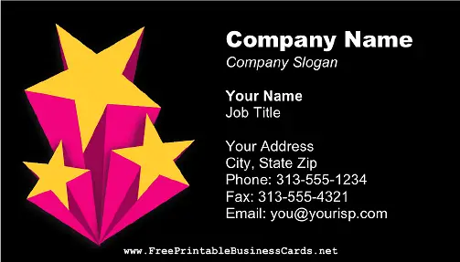 Shooting Stars Black business card