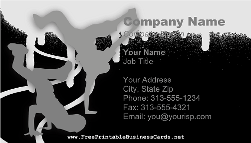 Breakdancing business card