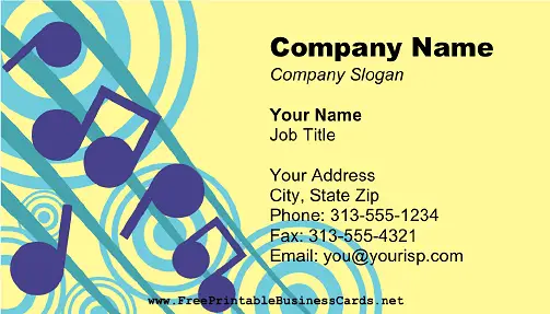 Large Music Notes business card