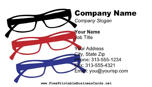 Eyeglasses business card