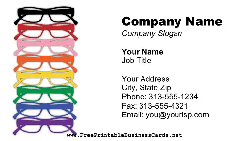 Optician business card