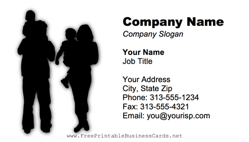 Family Black And White business card