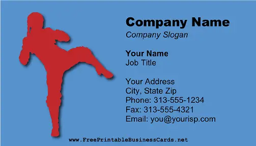 Kickboxing business card