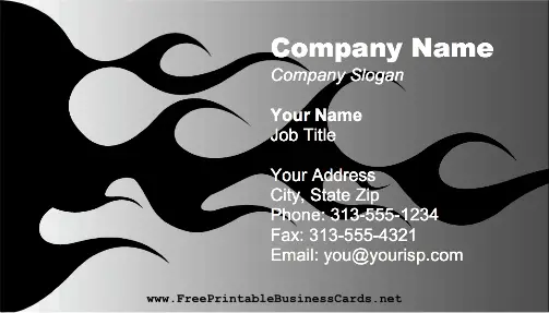 Black Flames business card