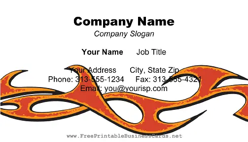 Red Flames on White business card