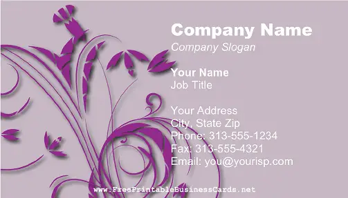 Purple Flowers business card