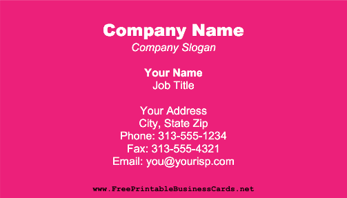Fuchsia business card