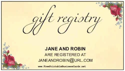 Gift Registry Insert Card Floral business card