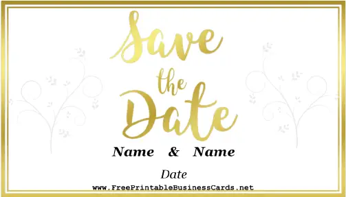 Gold Save The Date Card business card