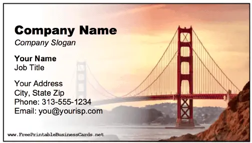 Golden Gate Bridge Business Card business card