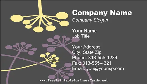 Yellow and Purple Flowers business card