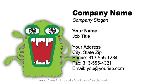 Green Monster business card