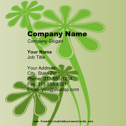 Green Floral Square business card
