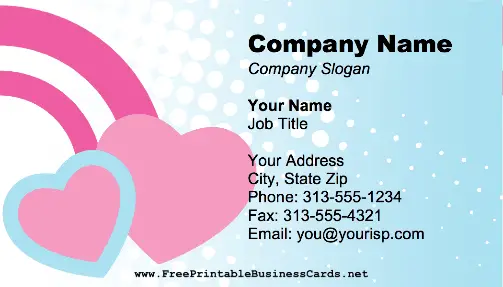 Hearts And Rainbow business card