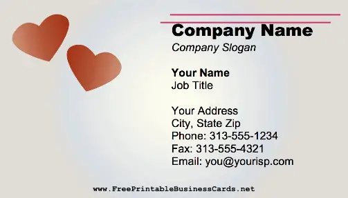 Two Hearts business card