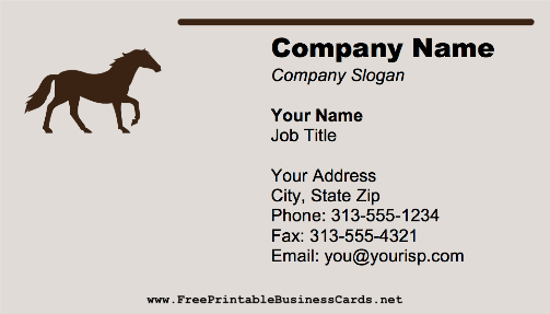 Horse Galloping business card