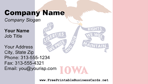 Iowa Flag business card