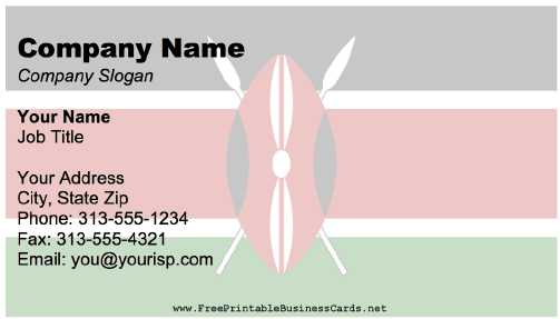 Kenya business card