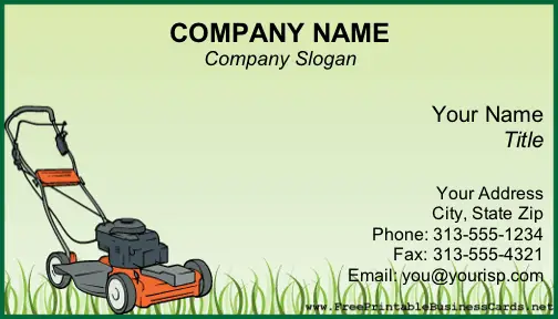 Lawnmower business card