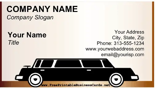 Limo For Hire business card