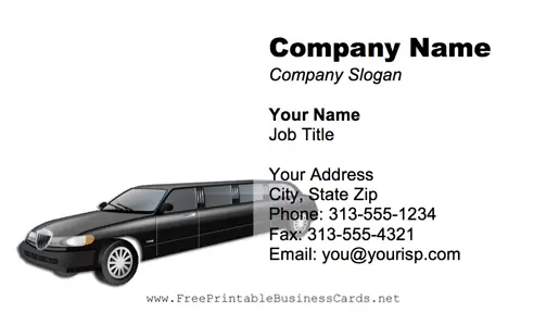 Limousine business card